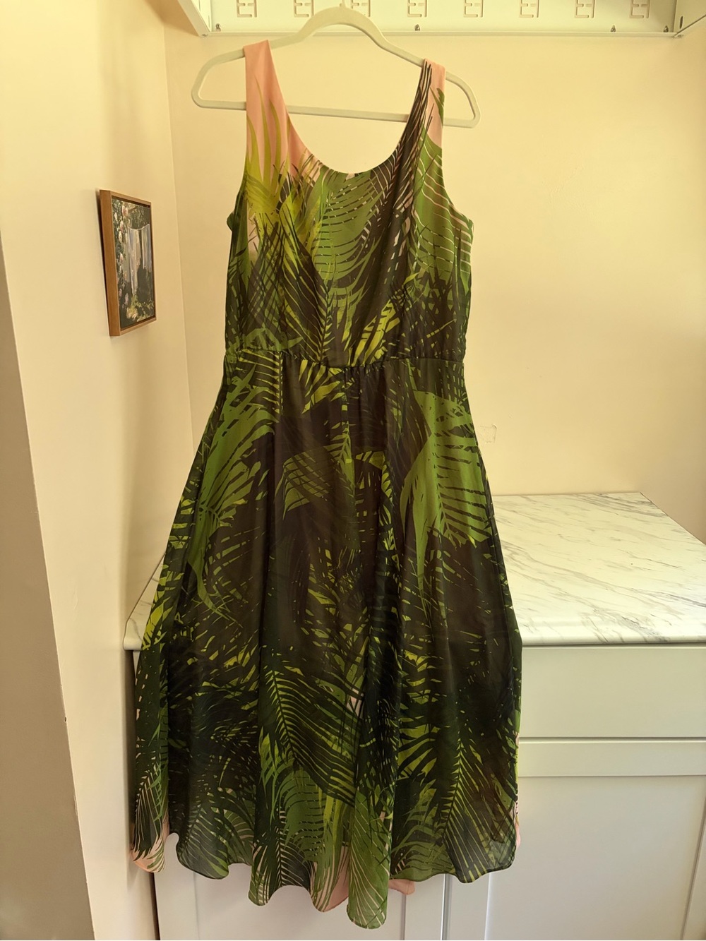 Prelude Weekend Tropical Chiffon Palm Print Maxi Dress 14W